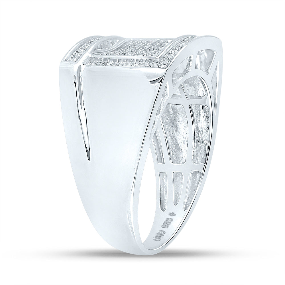 Sterling Silver Mens Round Diamond Cluster Ring 1/3 Cttw, Mens Size: 7-13