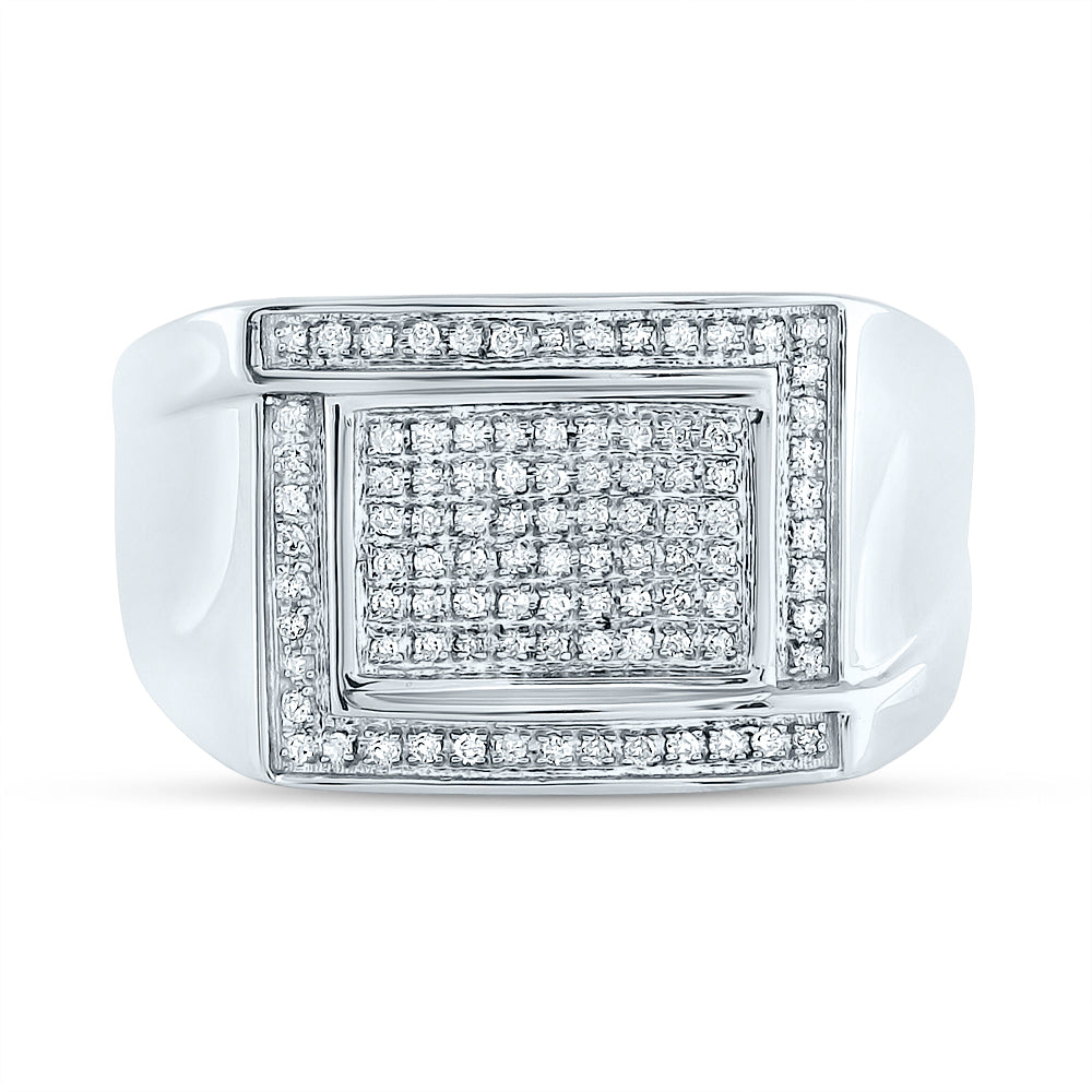 Sterling Silver Mens Round Diamond Cluster Ring 1/3 Cttw, Mens Size: 7-13
