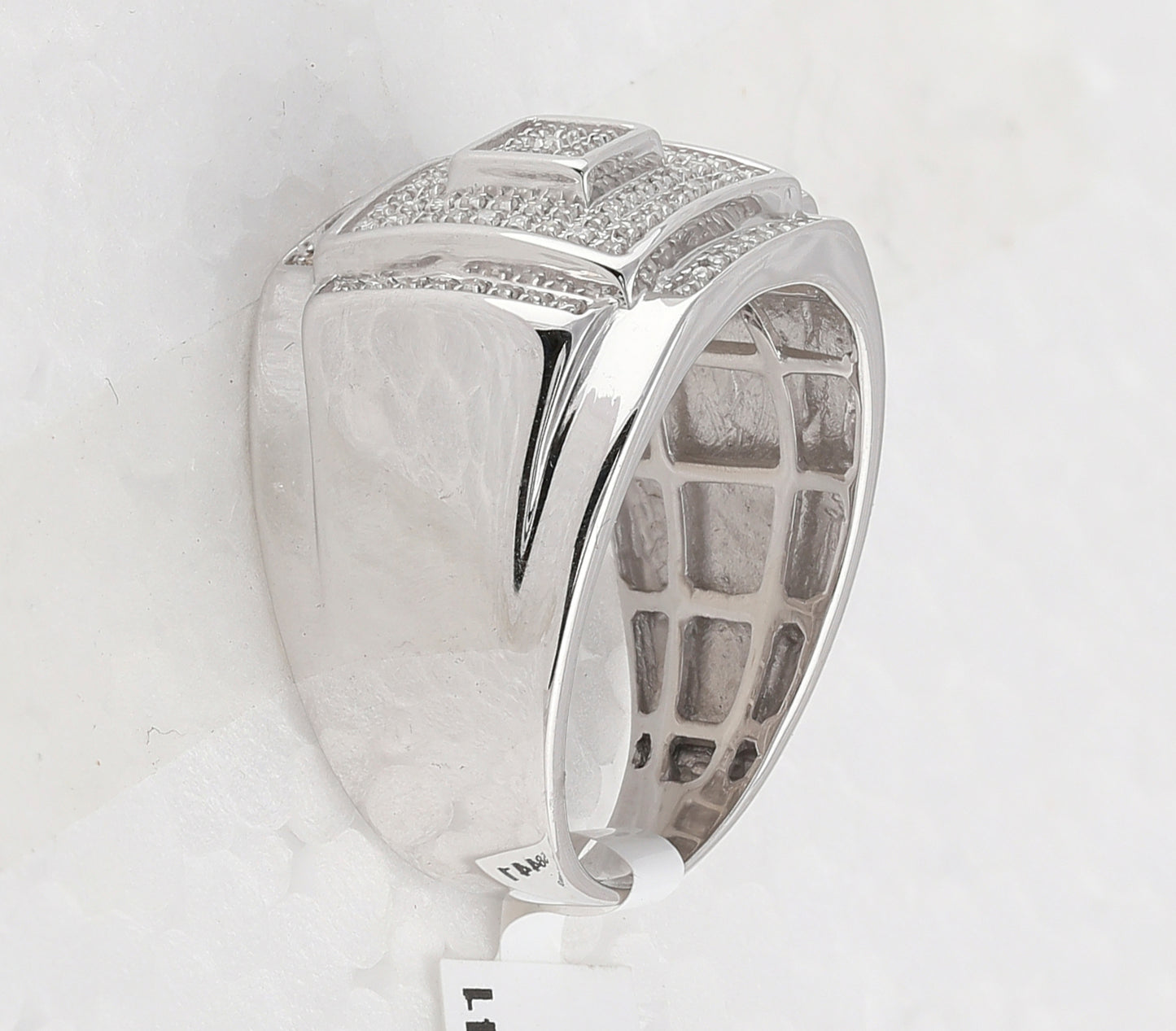 Sterling Silver Mens Round Diamond Square Ring 1/4ctw, Mens Size: 7-13