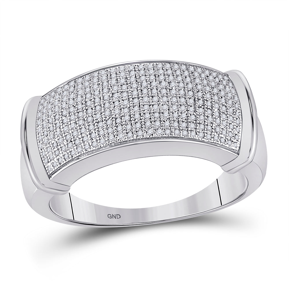 Sterling Silver Mens Round Diamond Band Ring 1/2 Cttw, Mens Size: 7-13