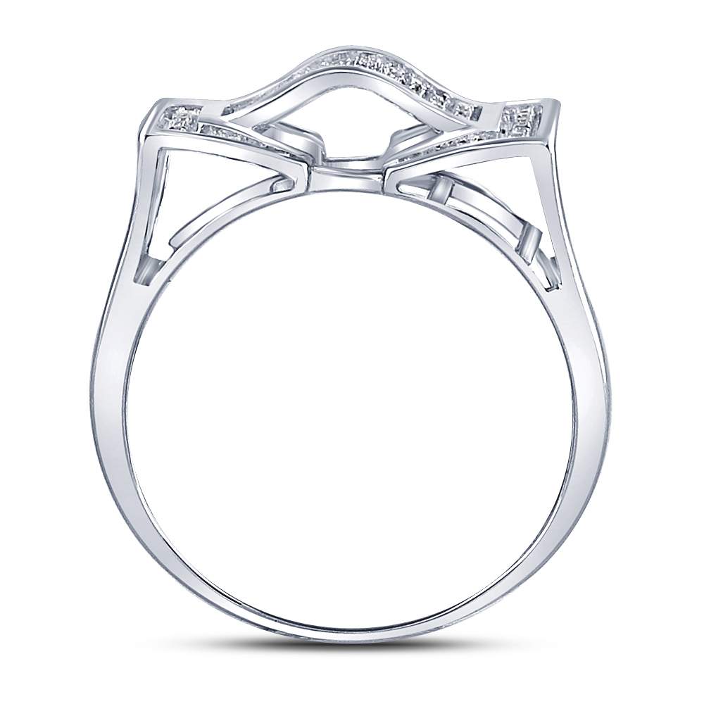 Sterling Silver Mens Round Diamond Domed Rectangle Cluster Ring 1/8 Cttw, Mens Size: 7-13