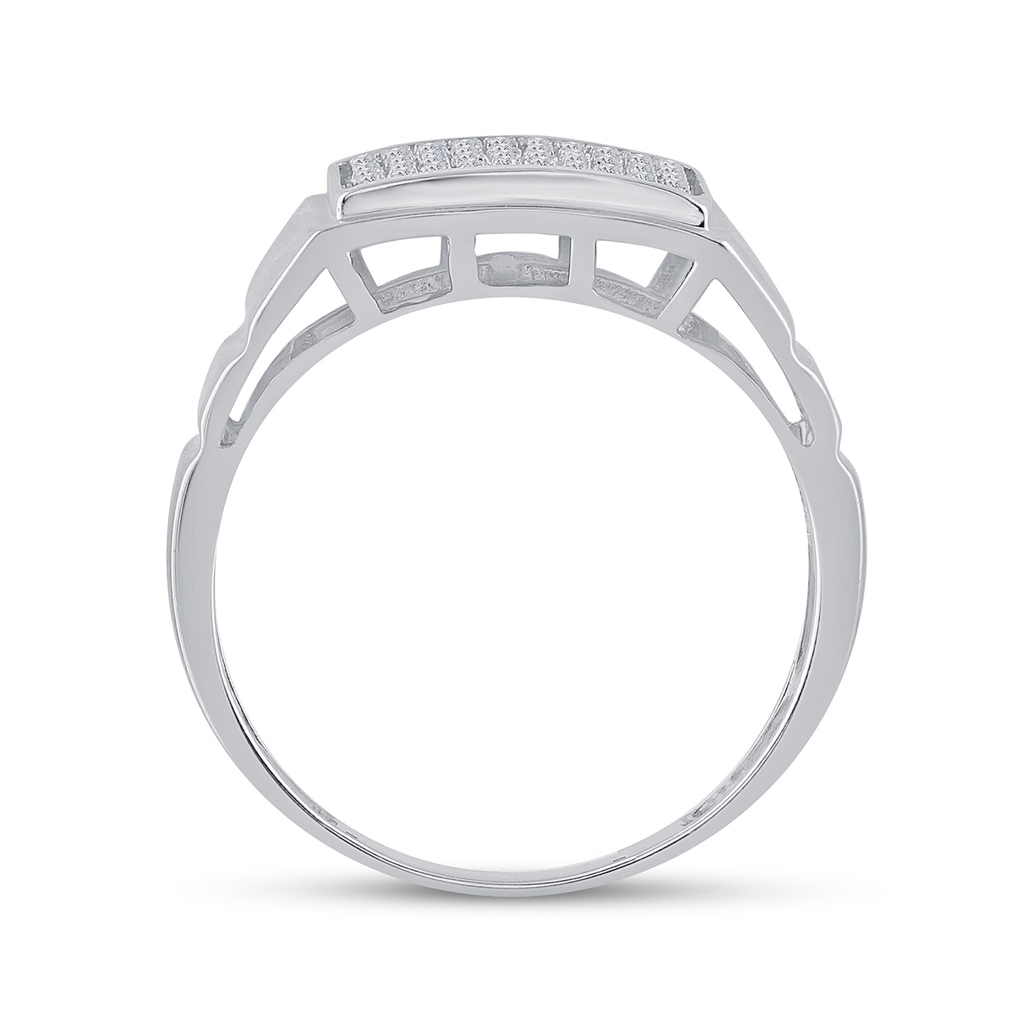 Sterling Silver Mens Round Diamond Cluster Ring 1/10 Cttw, Mens Size: 7-13