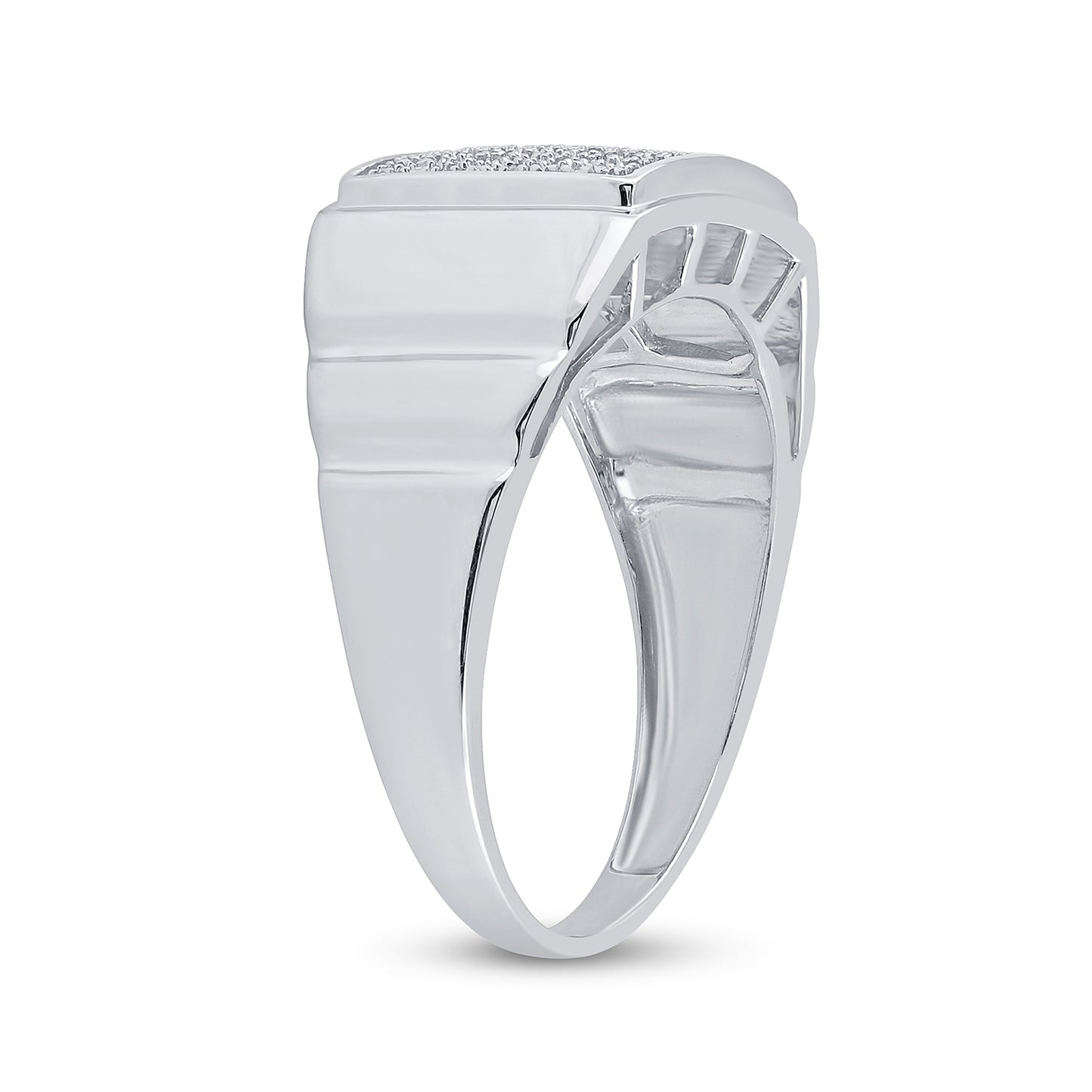 Sterling Silver Mens Round Diamond Cluster Ring 1/10 Cttw, Mens Size: 7-13