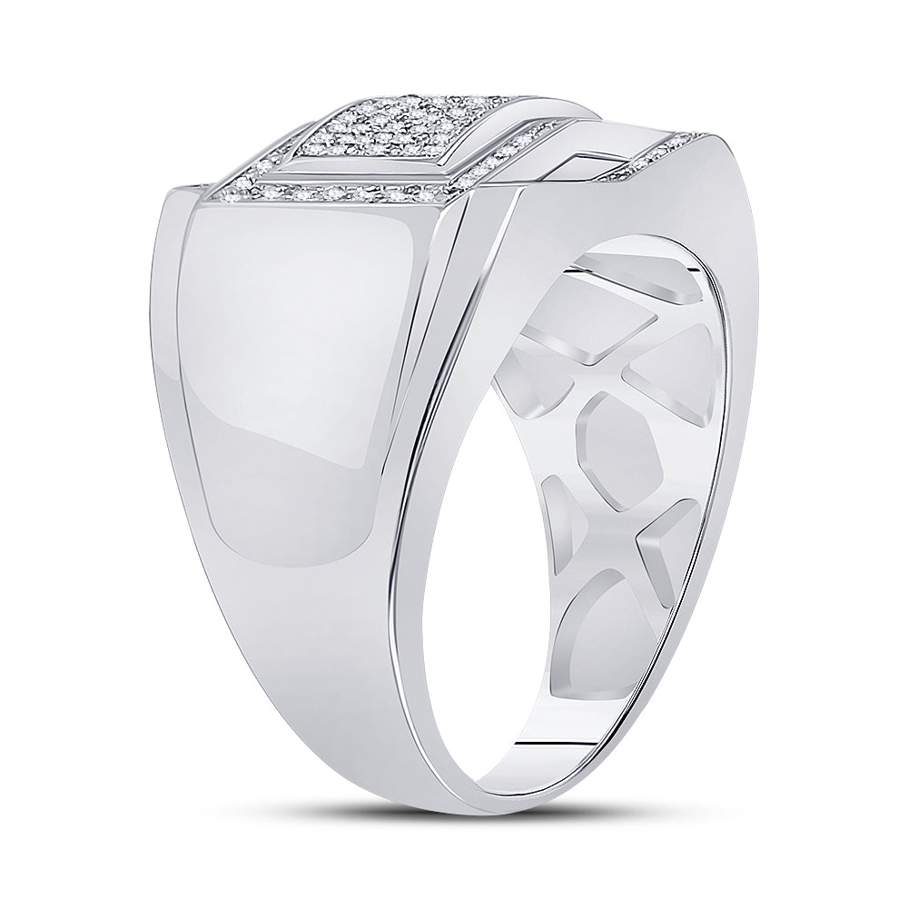 Sterling Silver Mens Round Diamond Cluster Ring 1/5 Cttw, Mens Size: 7-13