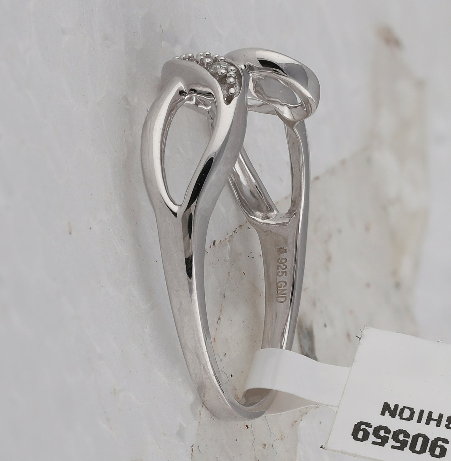 Sterling Silver Womens Round Diamond Twist Fashion Band Ring .03 Cttw, Womens Size: 5-10