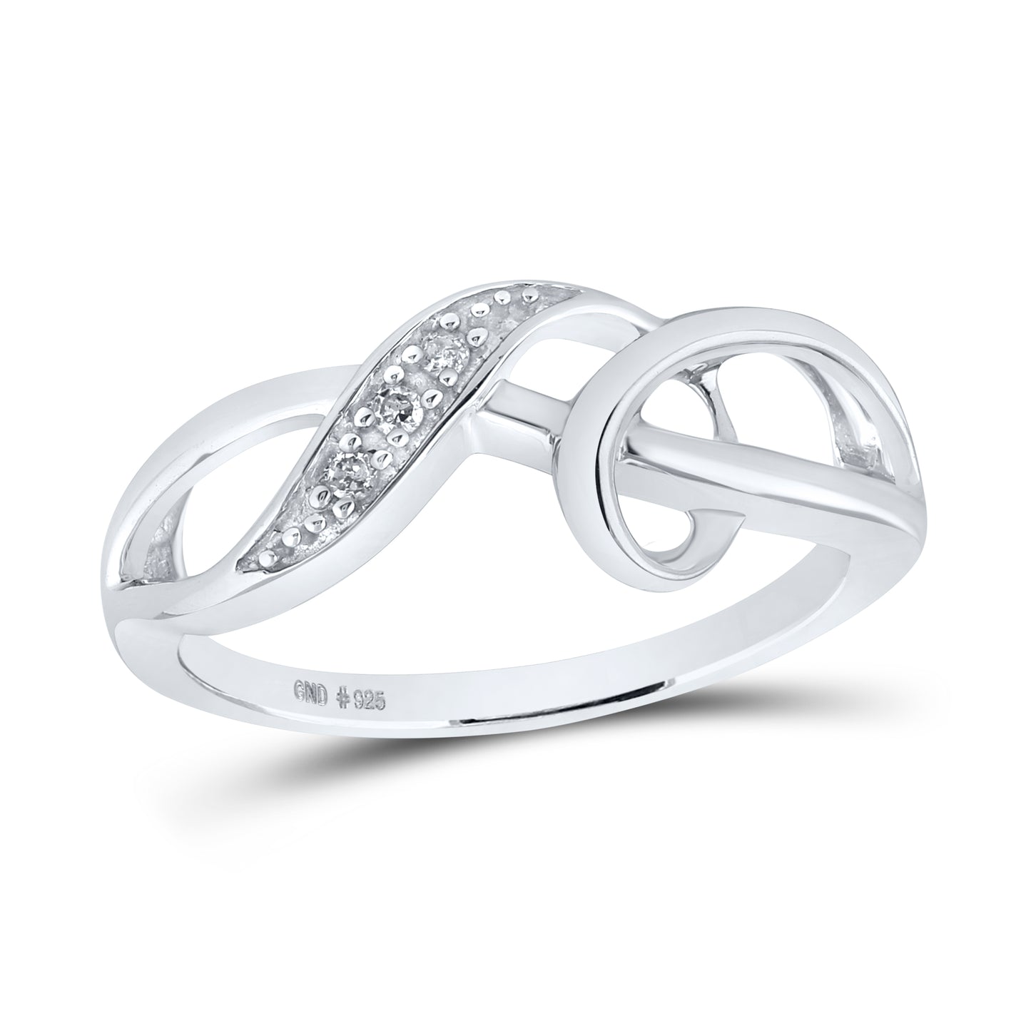 Sterling Silver Womens Round Diamond Twist Fashion Band Ring .03 Cttw, Womens Size: 5-10