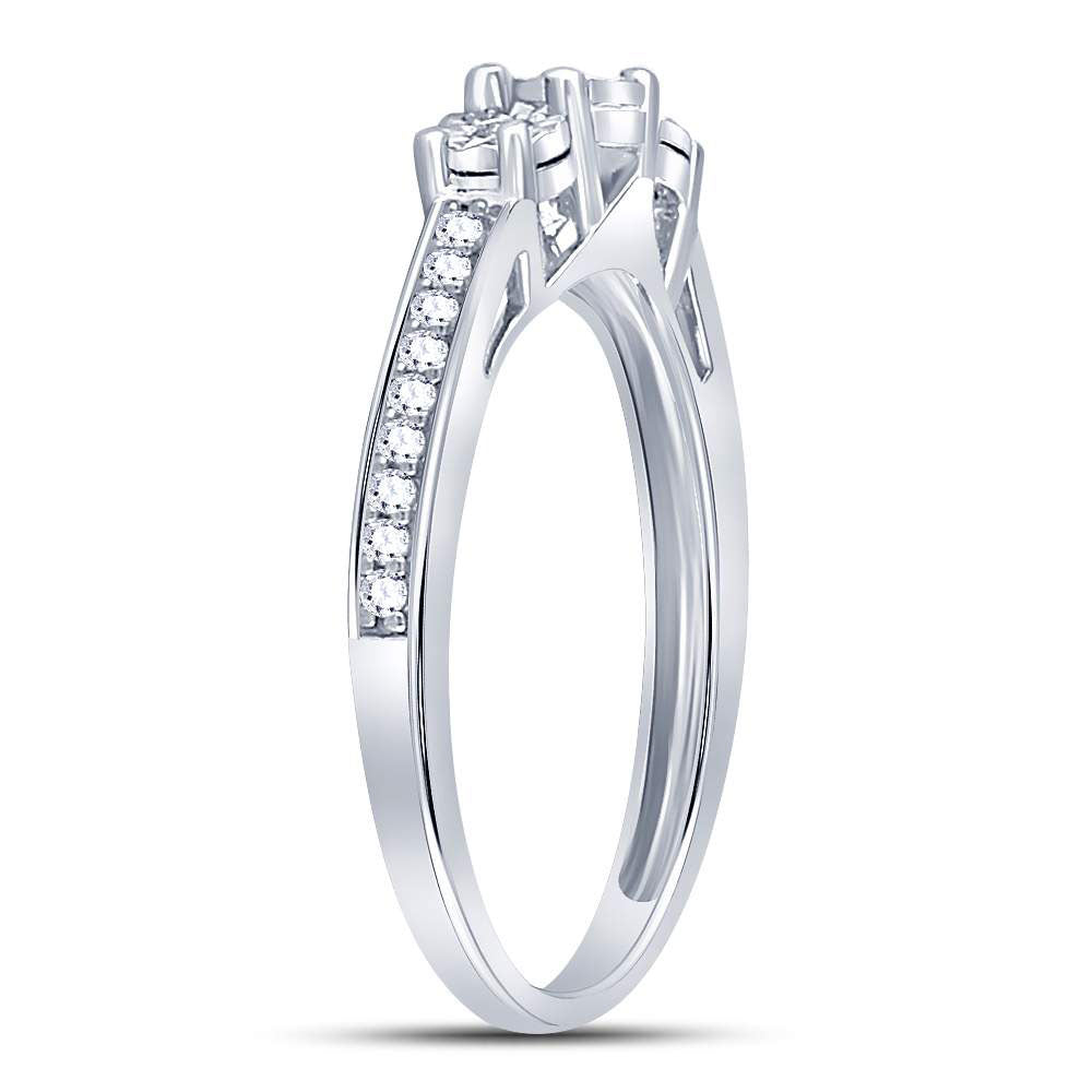 Sterling Silver Round Diamond 3-stone Bridal Wedding Engagement Ring 1/6 Cttw, Womens Size: 5-10