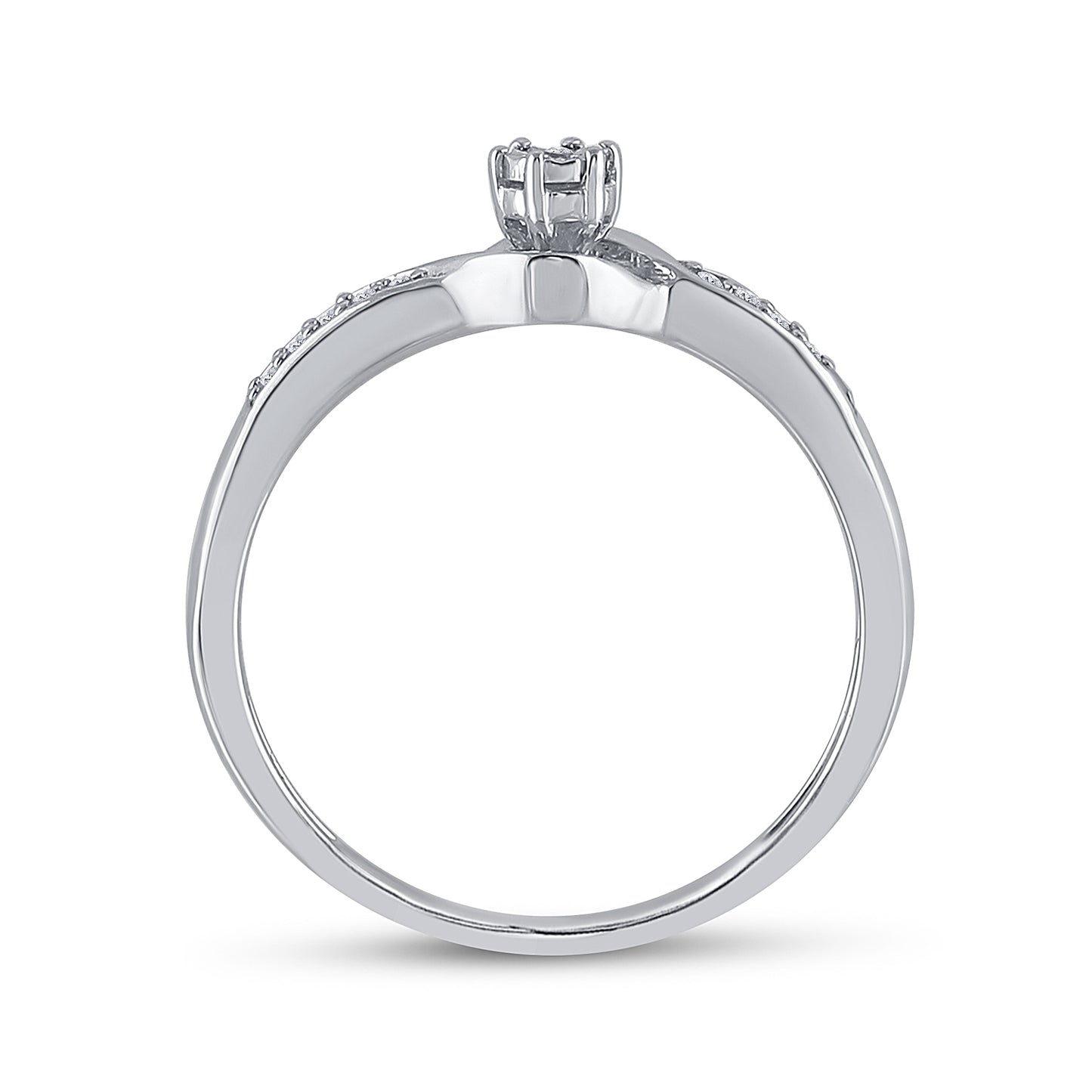 Sterling Silver Womens Round Diamond Solitaire Promise Ring 1/20 Cttw, Womens Size: 5-10