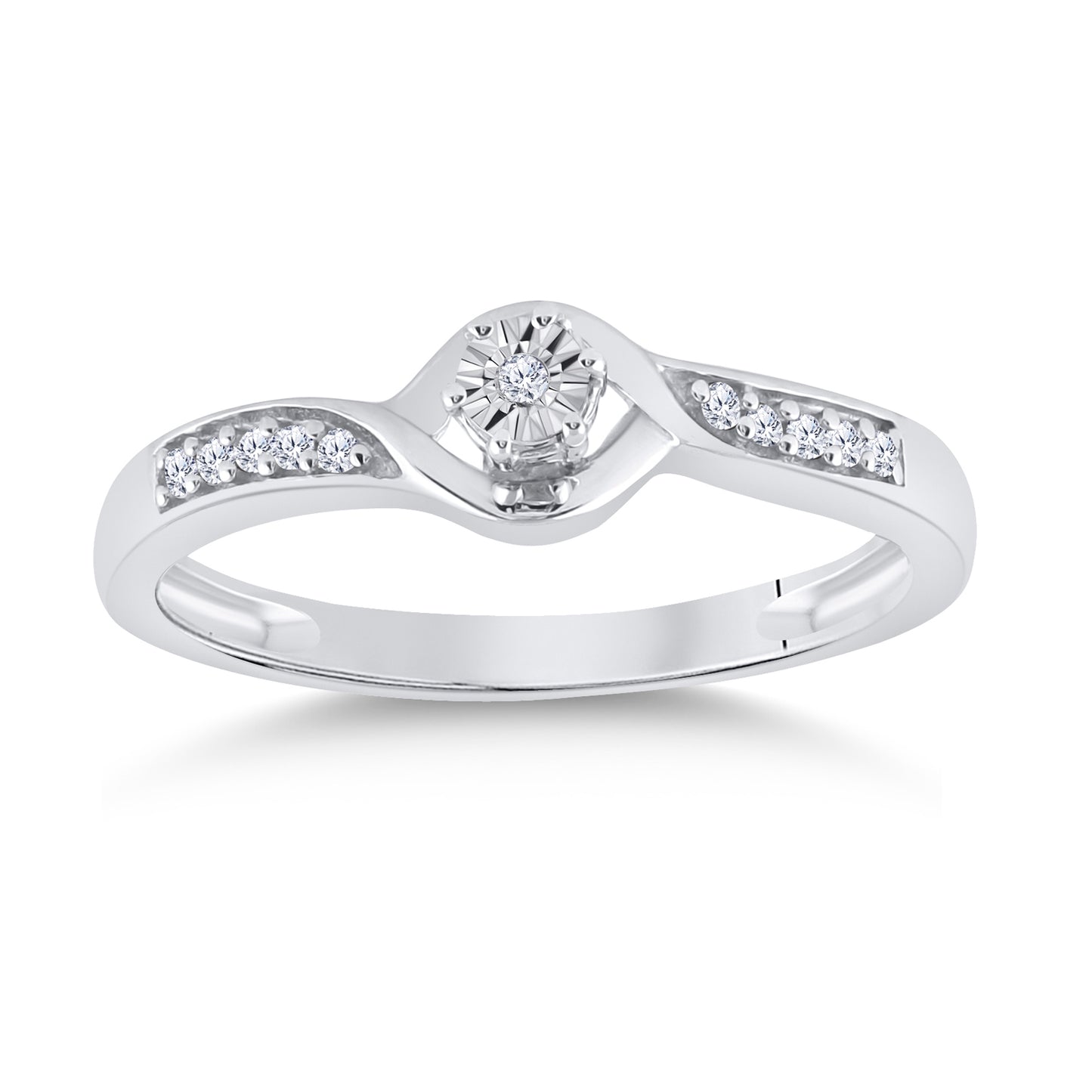 Sterling Silver Womens Round Diamond Solitaire Promise Ring 1/20 Cttw, Womens Size: 5-10