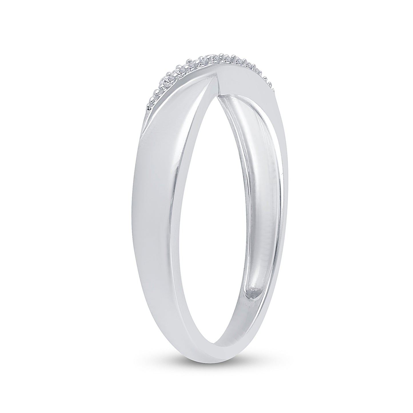 Sterling Silver Womens Round Diamond Band Ring 1/20 Cttw, Womens Size: 5-10