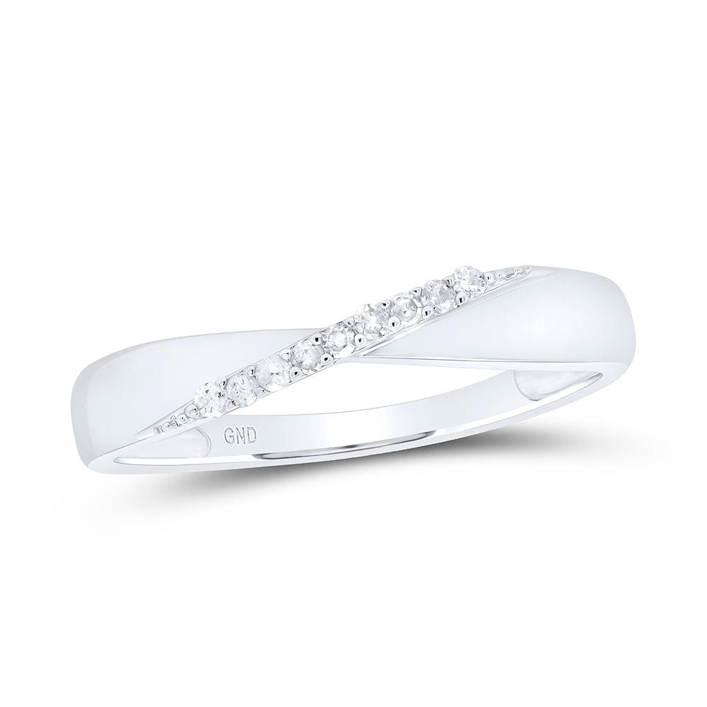 Sterling Silver Womens Round Diamond Band Ring 1/20 Cttw, Womens Size: 5-10