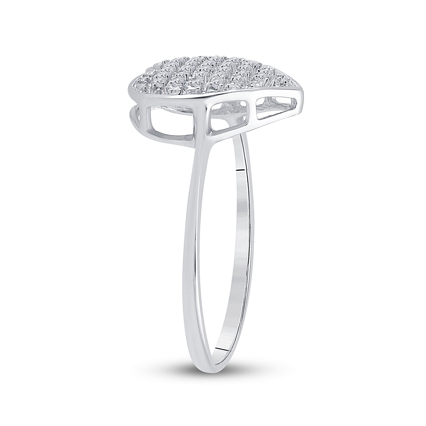 Sterling Silver Womens Round Diamond Heart Ring 1/10 Cttw, Womens Size: 5-10