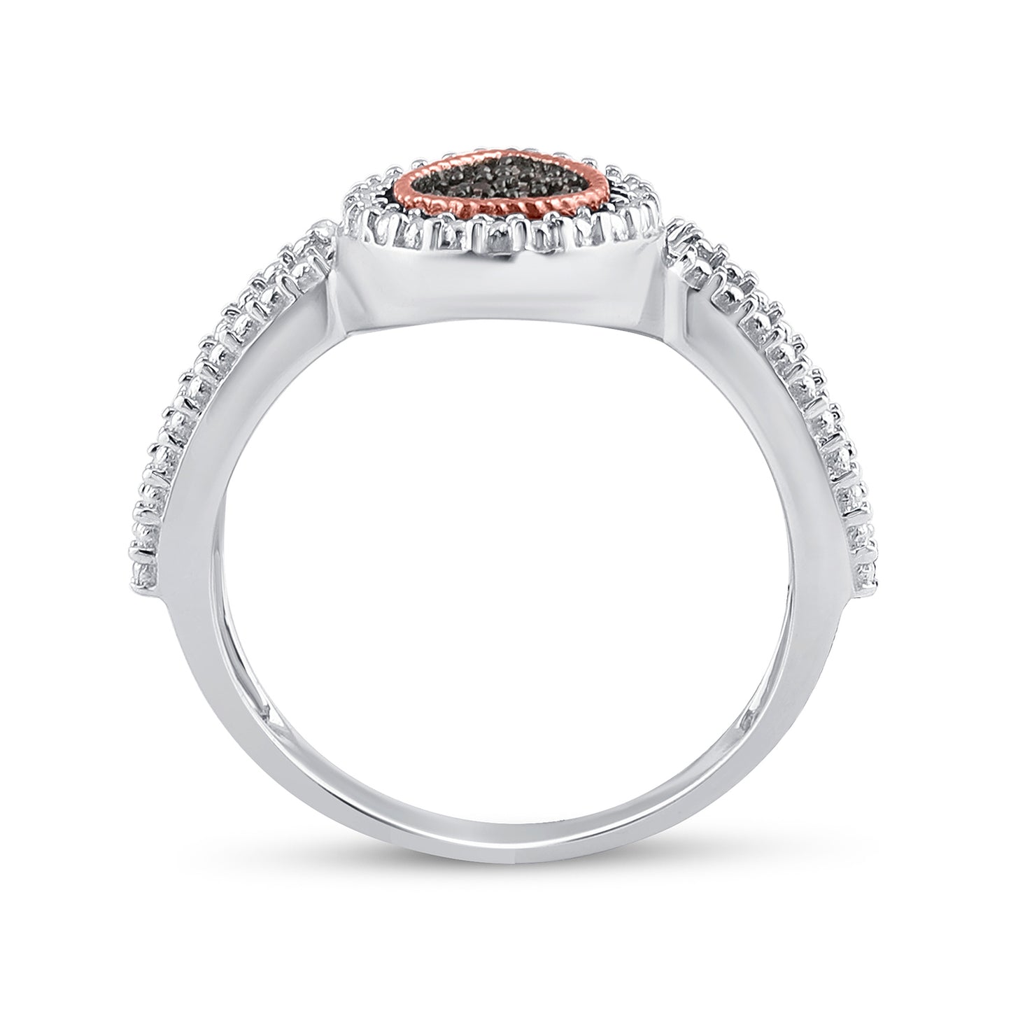 Sterling Silver Womens Round Brown Diamond Teardrop Cluster Ring 1/6 Cttw, Womens Size: 5-10