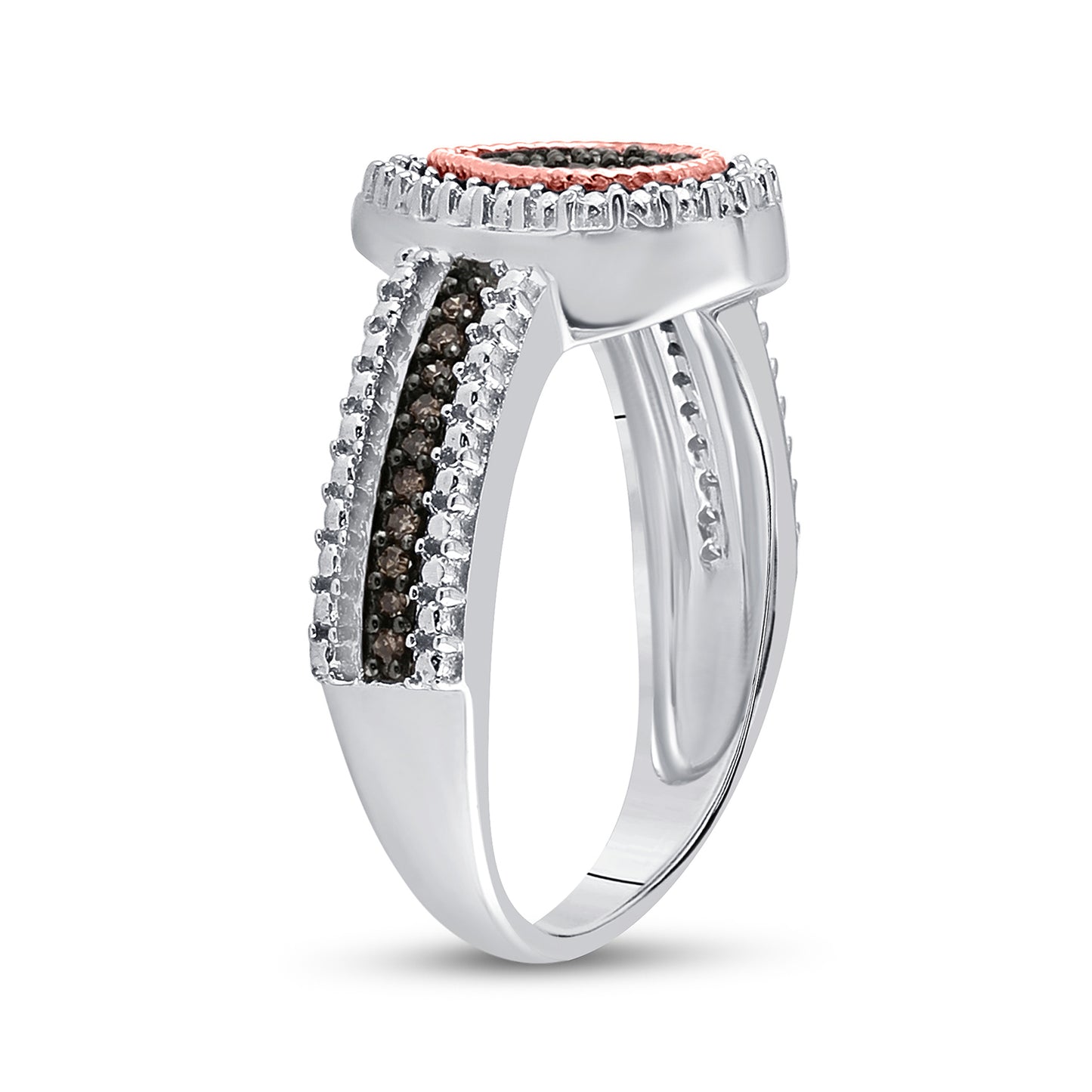 Sterling Silver Womens Round Brown Diamond Teardrop Cluster Ring 1/6 Cttw, Womens Size: 5-10