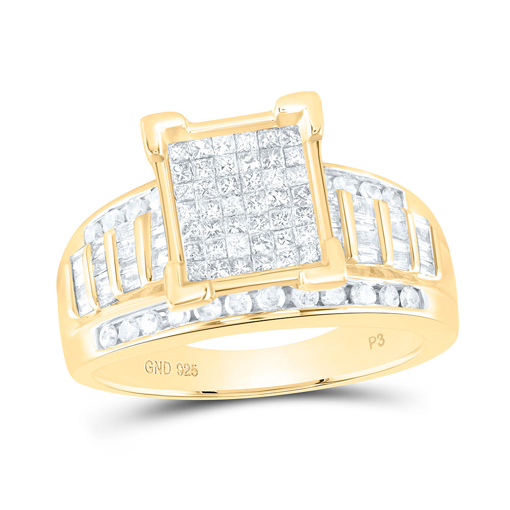 Yellow-Tone Sterling Silver 1 Cttw Diamond Fashion Ring