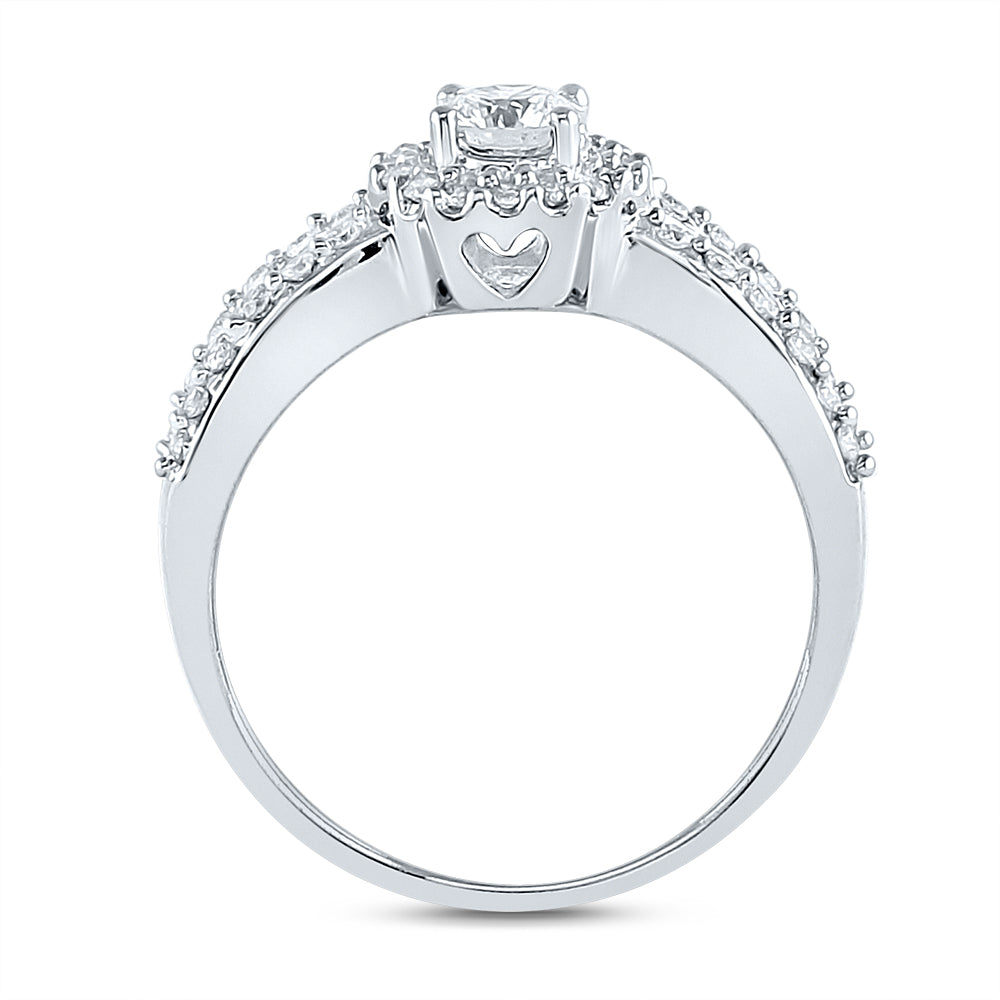14K White Gold Round Dia. Bridal Wedding Band Set 1ctw, Women's Size: 5-10