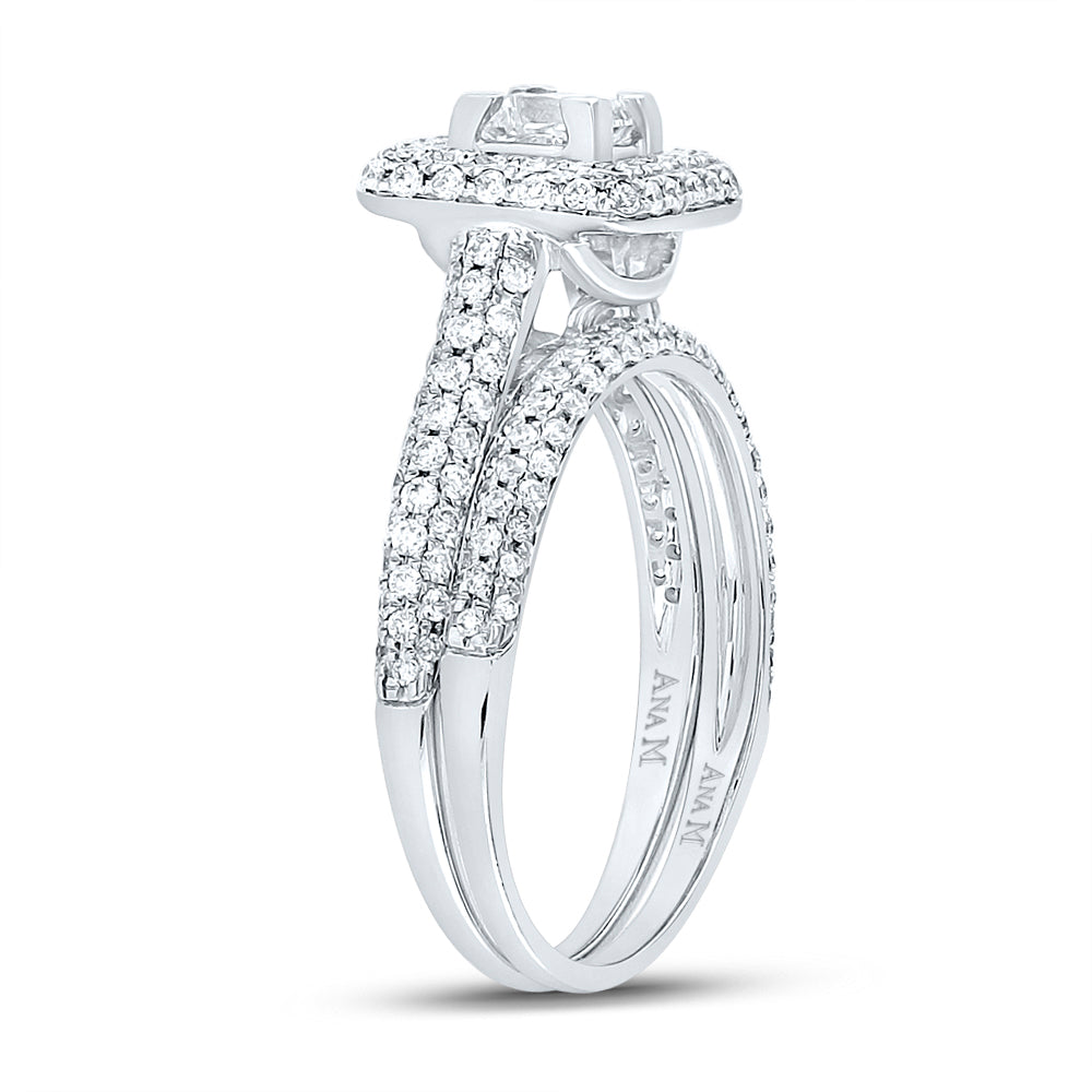14K White Gold Womens Round Diamond Octagon Cluster Earrings 5/8 Cttw
