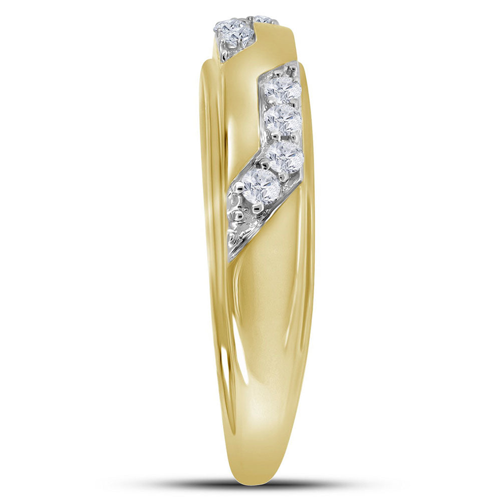 10K Yellow Gold His Hers Round Diamond Cluster Matching Wedding Set 1ctw, Womens Size: 5-10, Mens Size: 7-13