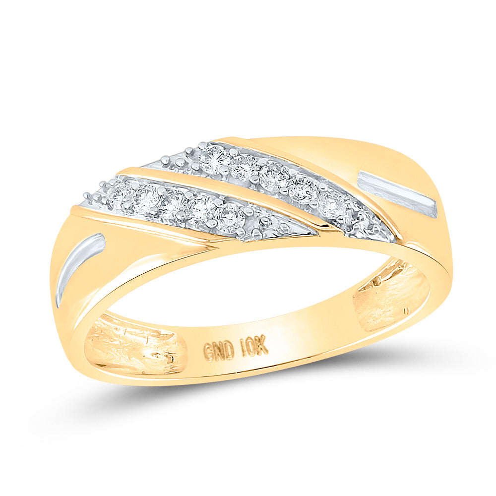 10K Yellow Gold His Hers Round Diamond Square Matching Wedding Set 5/8 Cttw, Womens Size: 5-10, Mens Size: 7-13