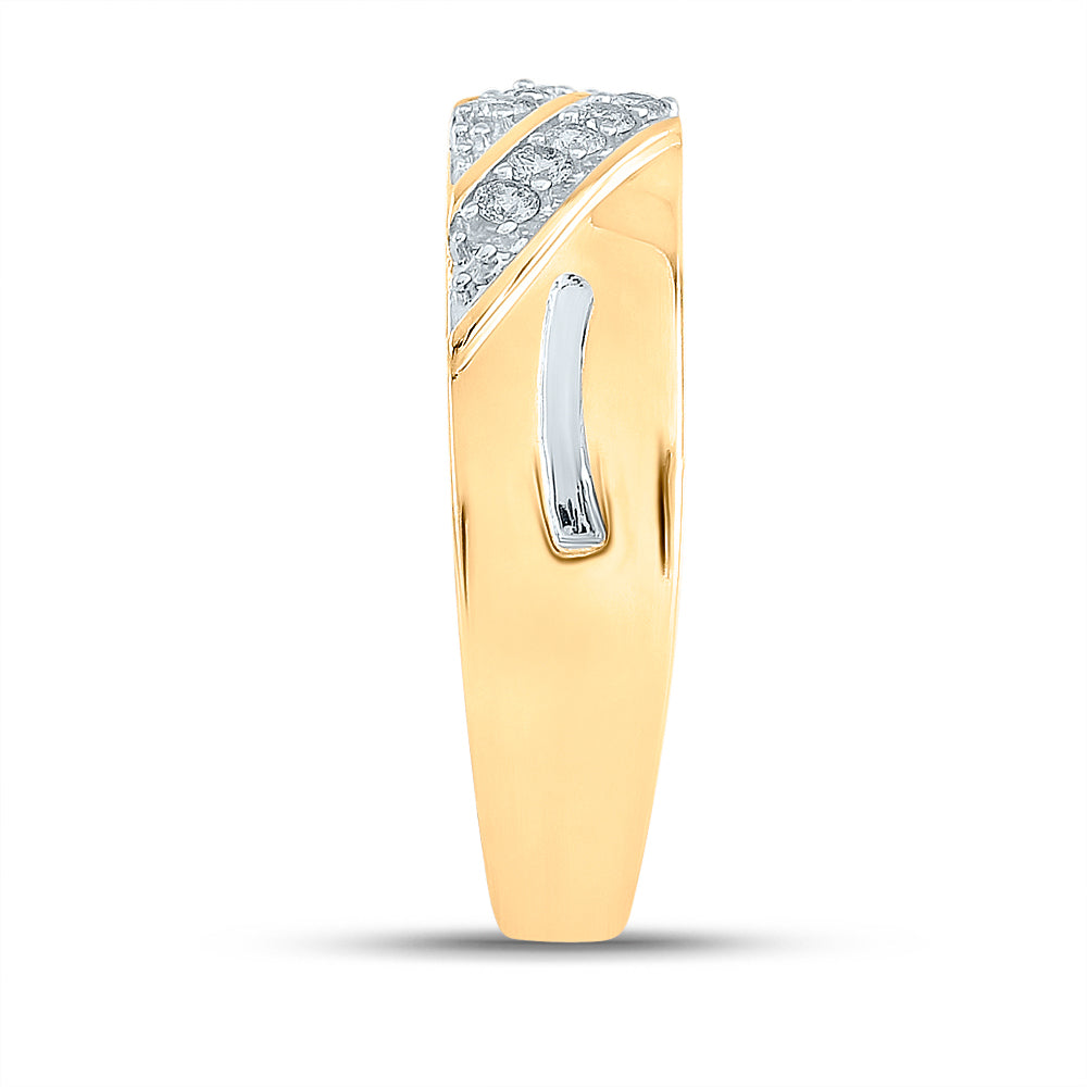10K Yellow Gold His Hers Round Diamond Square Matching Wedding Set 5/8 Cttw, Womens Size: 5-10, Mens Size: 7-13