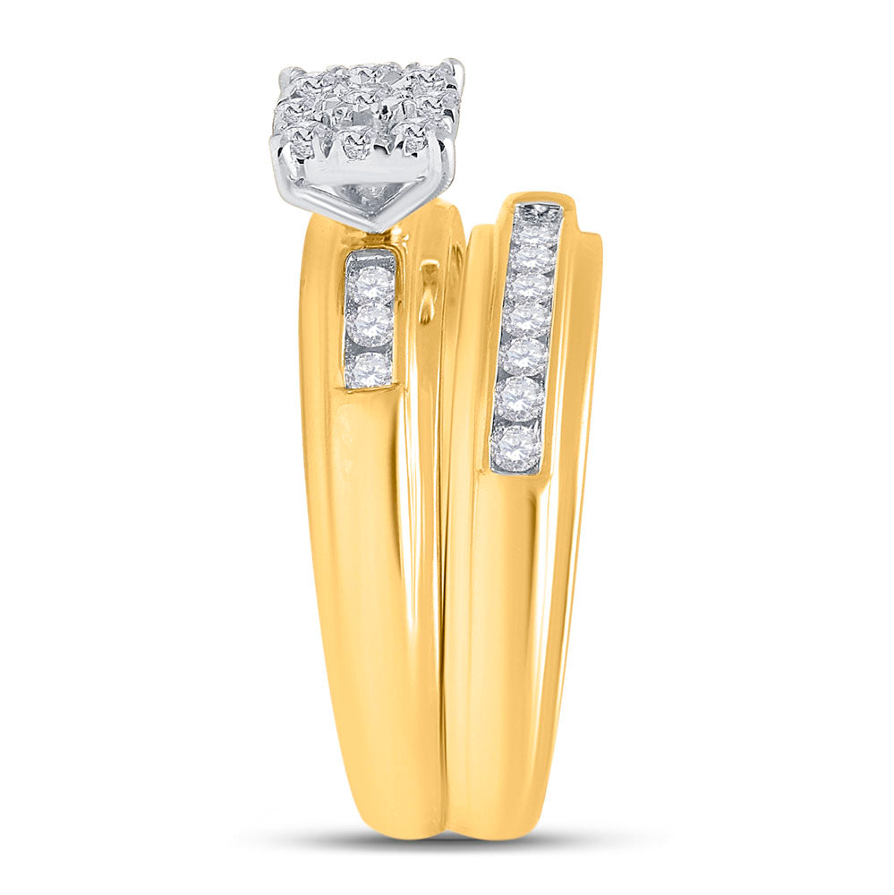 10K Yellow Gold His Hers Round Diamond Solitaire Matching Wedding Set 3/8 Cttw, Womens Size: 5-10, Mens Size: 7-13