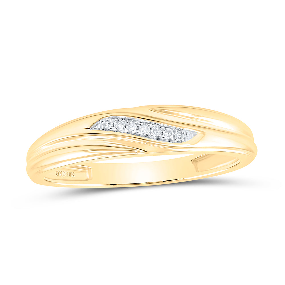 10k Yellow Gold Diamond His Hers Matching Trio Wedding Engagement Bridal Ring Set 1/5 Cttw, Womens Size: 5-10, Mens Size: 7-13