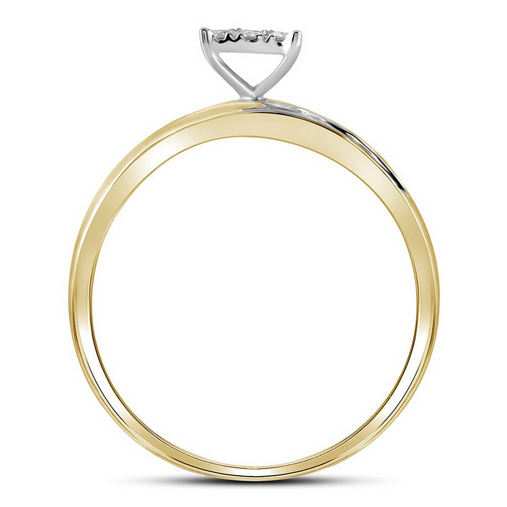10K Yellow Gold His Hers Round Diamond Cluster Matching Wedding Set 1/5 Cttw, Womens Size: 5-10, Mens Size: 7-13