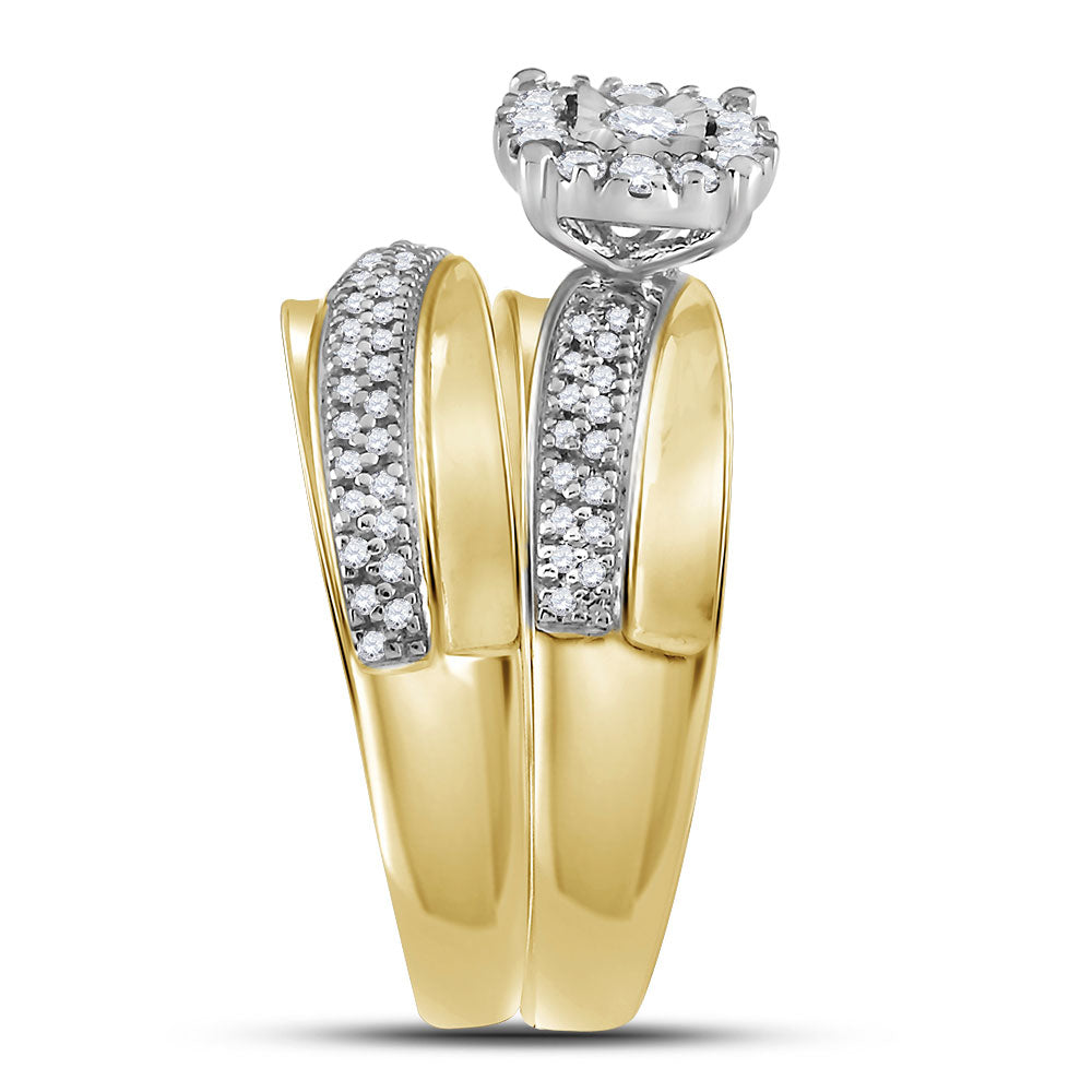 10K Yellow Gold His Hers Round Diamond Solitaire Matching Wedding Set 1/2 Cttw, Womens Size: 5-10, Mens Size: 7-13
