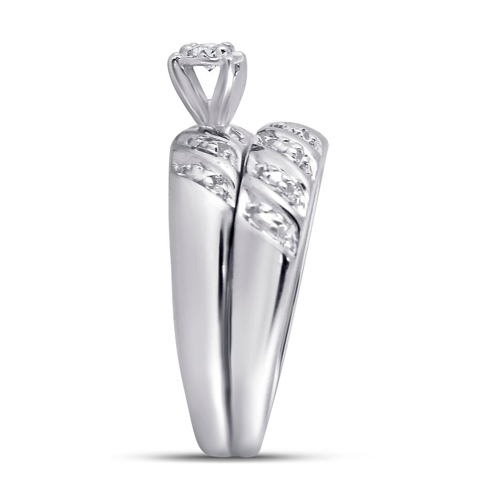 10K White Or Yellow Gold His Hers Round Diamond Solitaire Matching Wedding Set , Womens Size: 5-10, Mens Size: 7-13