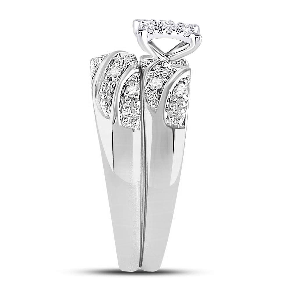 10K Yellow Or White Gold His Hers Round Diamond Square Matching Wedding Set 1/3 Cttw, Womens Size: 5-10, Mens Size: 7-13