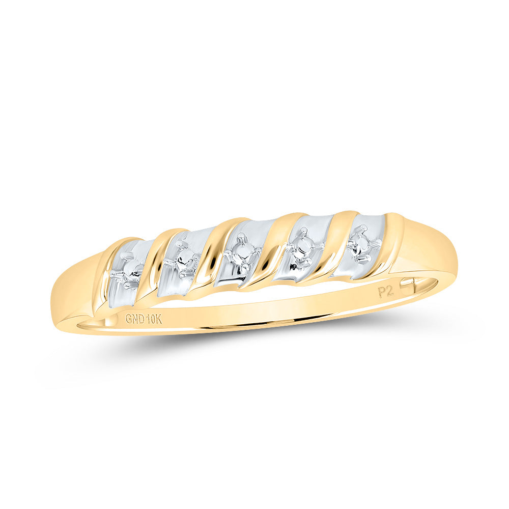 10K Yellow Gold His Hers Round Diamond Solitaire Matching Wedding Set 1/8 Cttw, Womens Size: 5-10, Mens Size: 7-13
