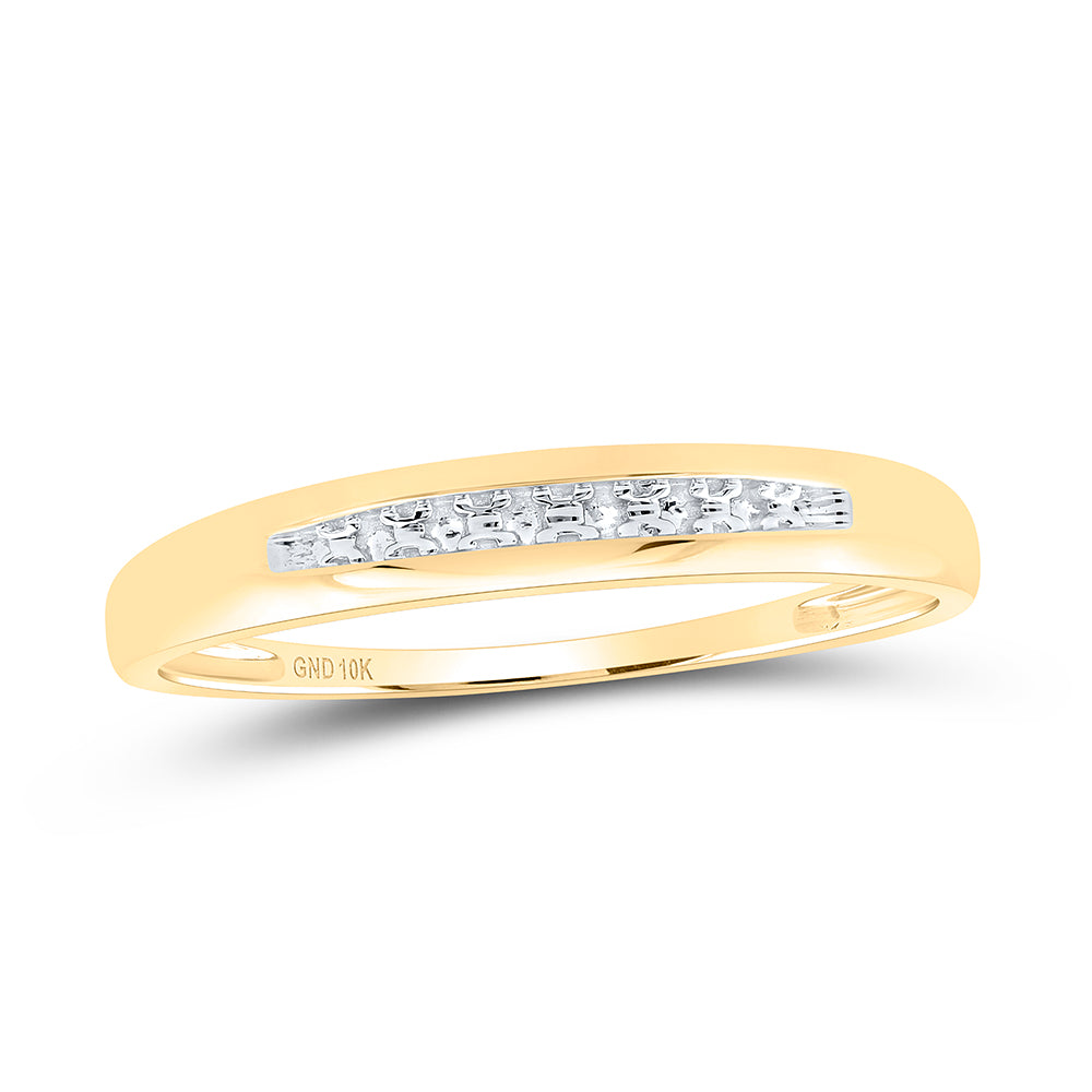 10K Yellow Gold His Hers Round Diamond Solitaire Matching Wedding Set 1/10 Cttw, Womens Size: 5-10, Mens Size: 7-13