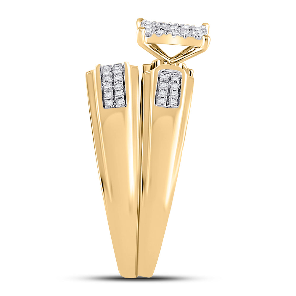 10K Yellow Gold His Hers Round Dia. Cluster Matching Wedding Set 1/3ctw, Women's Size: 5-10, Mens Size: 7-13