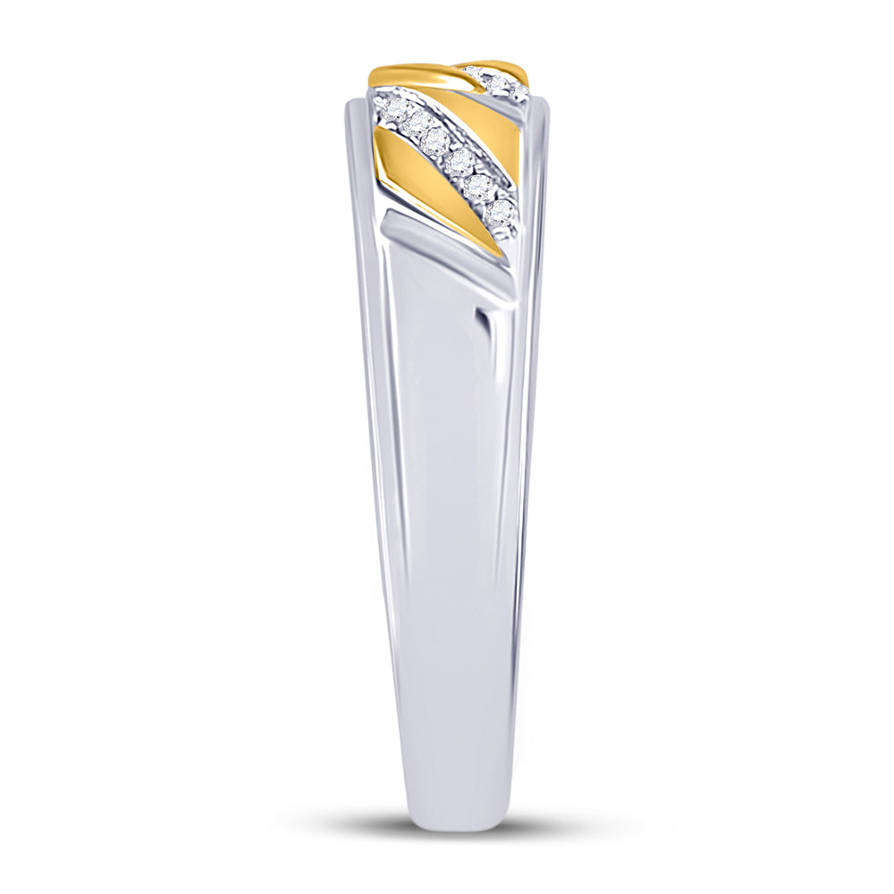 10K Two-tone Gold His Hers Round Diamond Solitaire Matching Wedding Set 1/3 Cttw, Womens Size: 5-10, Mens Size: 7-13