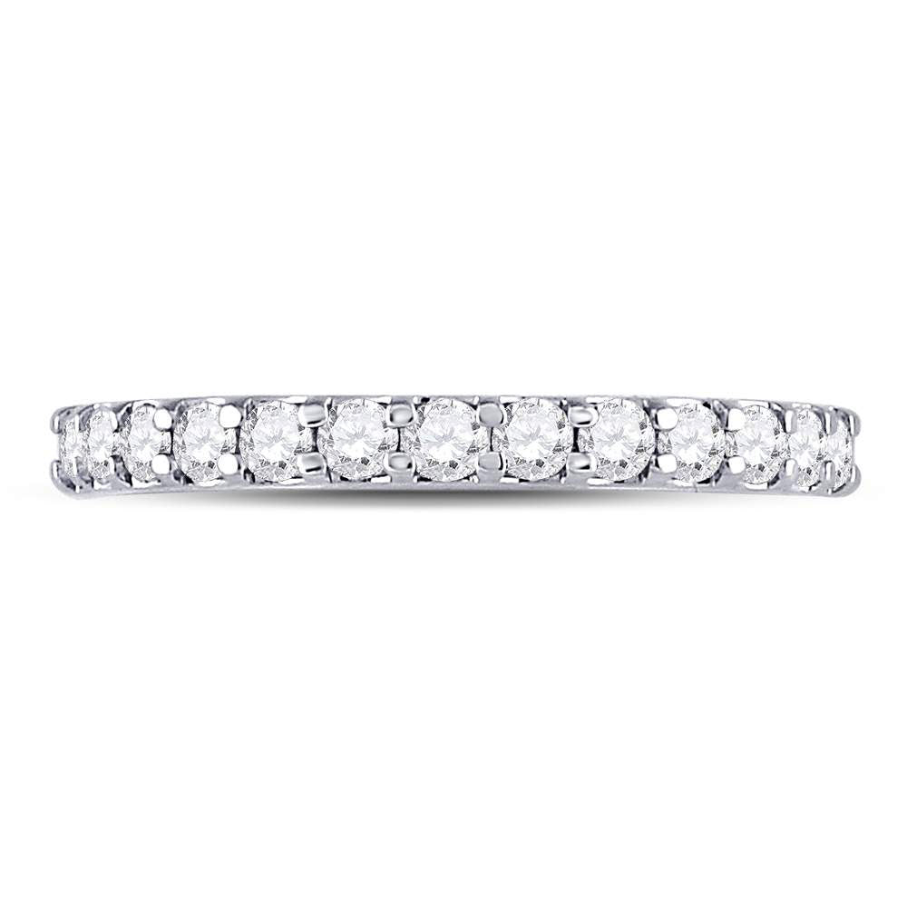 14K White Gold Womens Round Diamond Wedding Anniversary Band 1/2 Cttw, Womens Size: 5-10
