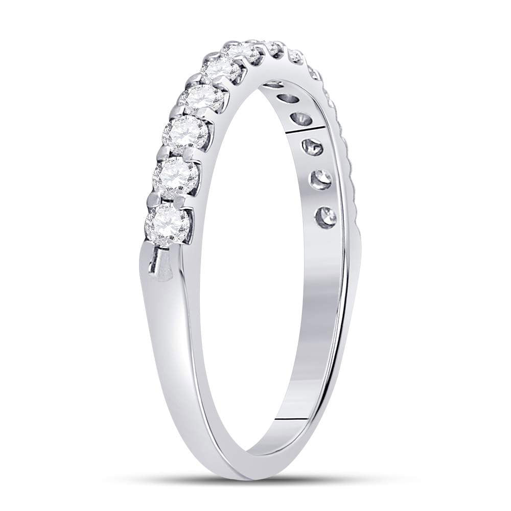 14K White Gold Womens Round Diamond Wedding Anniversary Band 1/2 Cttw, Womens Size: 5-10