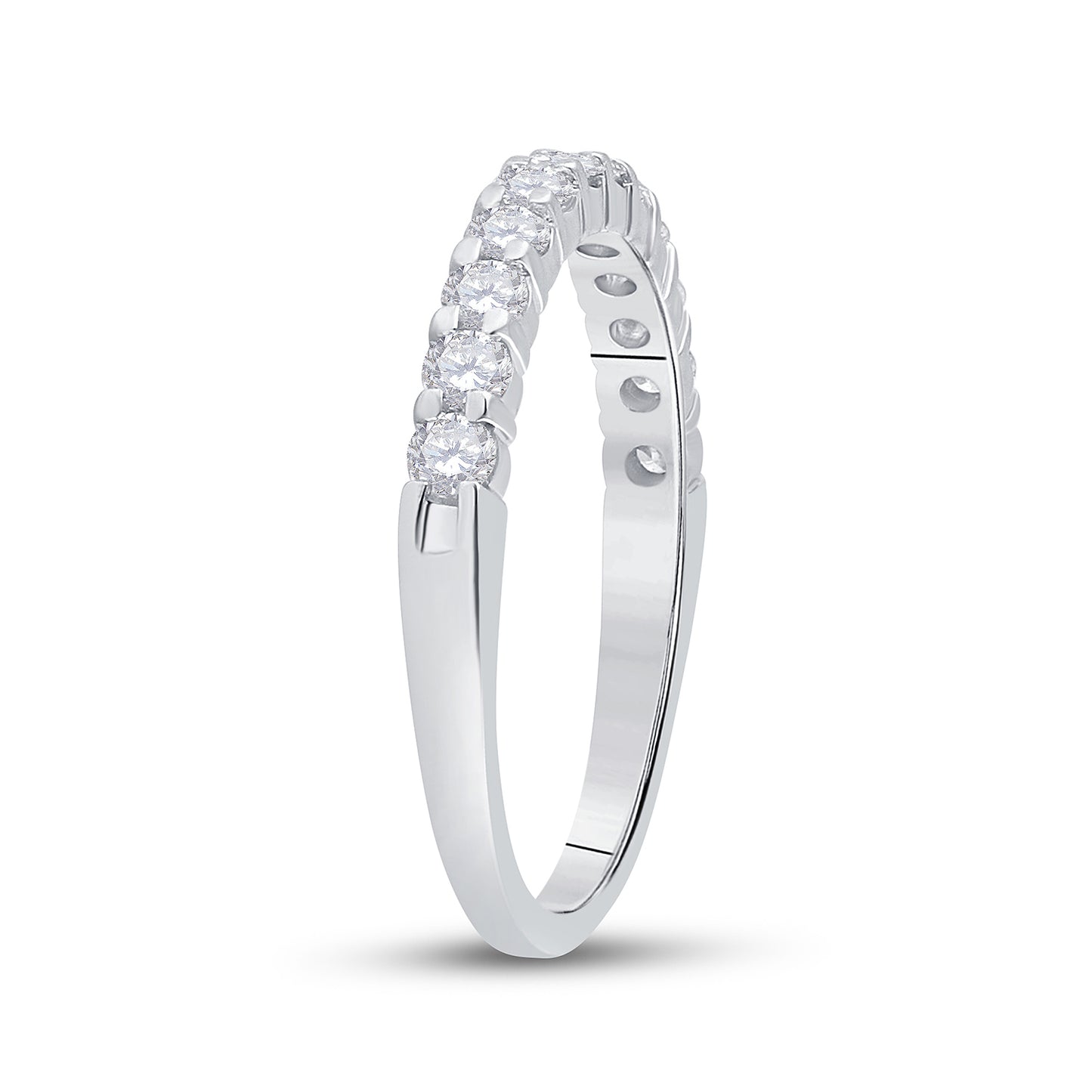 14K White Gold Womens Round Diamond Single Row Band Ring 1/2ctw, Women's Size: 5-10