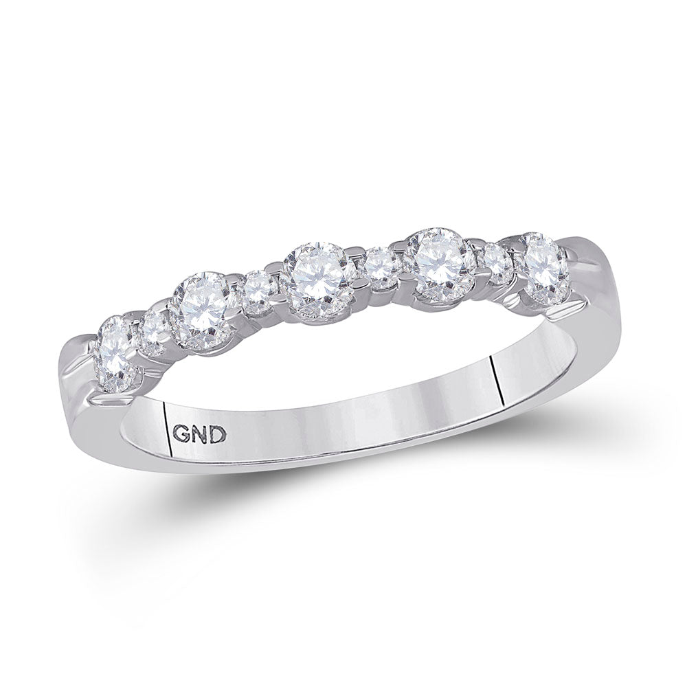 14K White Gold Womens Round Diamond Wedding Anniversary Band Ring 1/2 Cttw, Womens Size: 5-10