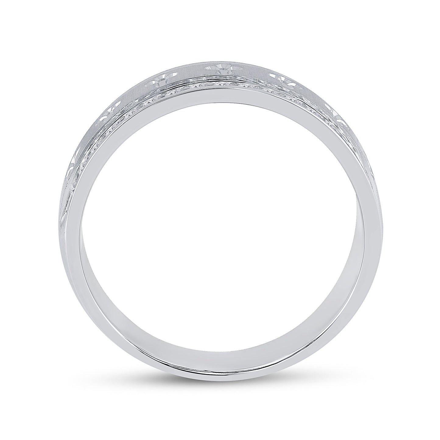 14K White Gold Mens Round Diamond Wedding Cross Band Ring 1/2 Cttw, Mens Size: 7-13