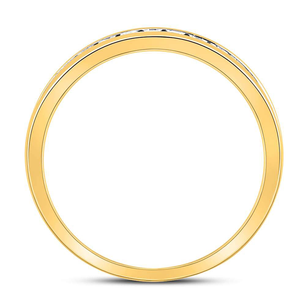 14K Yellow Gold Womens Round Diamond Single Row Comfort Wedding Band 1/4 Cttw, Womens Size: 5-10