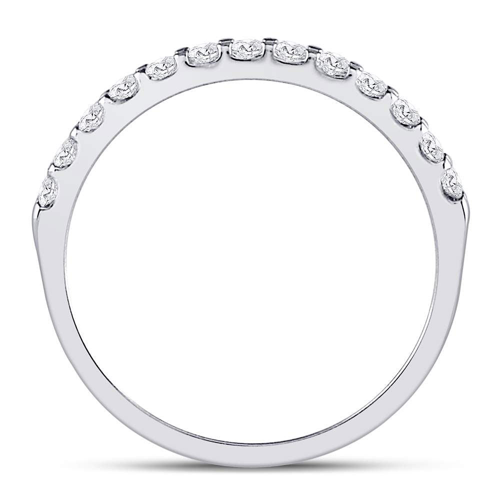 14K White Gold Womens Round Diamond Single Row Machine-set Wedding Band 1/3 Cttw, Womens Size: 5-10
