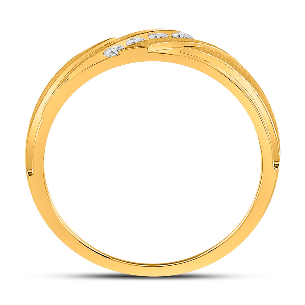 10K Yellow Gold Mens Round Diamond Wedding Band Ring 1/6 Cttw, Mens Size: 7-13