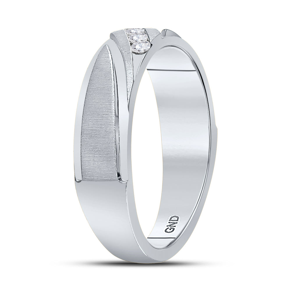 10K White Gold Mens Round Diamond Wedding Channel Set Band Ring 1/6 Cttw, Mens Size: 7-13