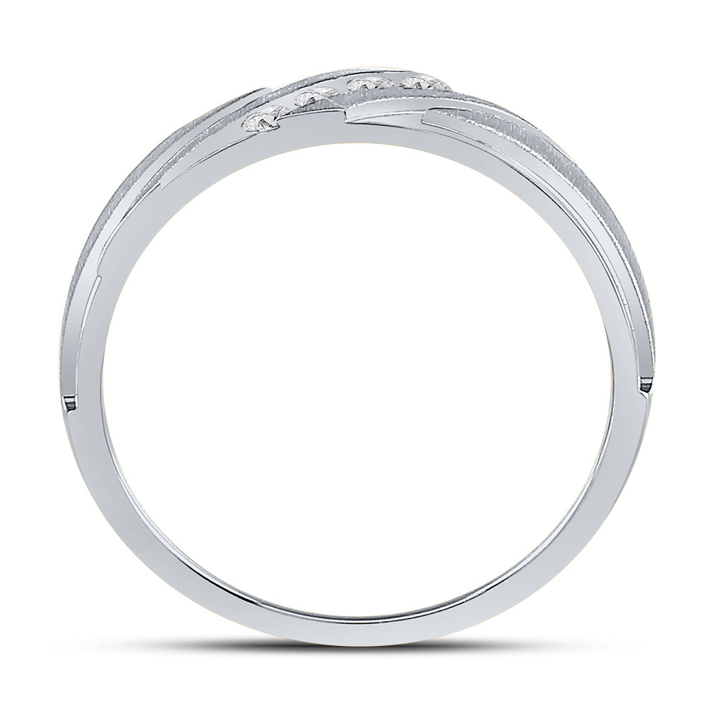 10K White Gold Mens Round Diamond Wedding Channel Set Band Ring 1/6 Cttw, Mens Size: 7-13