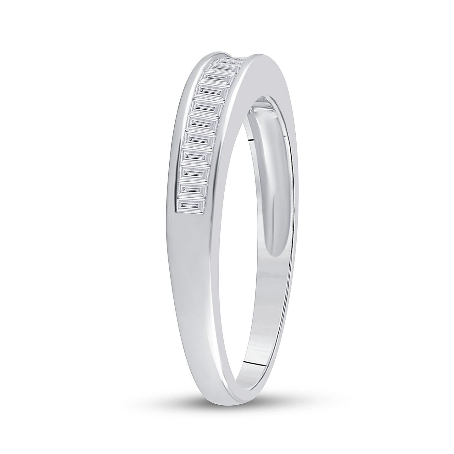 Sterling Silver Womens Baguette Diamond Wedding Band 1/4 Cttw, Womens Size: 5-10