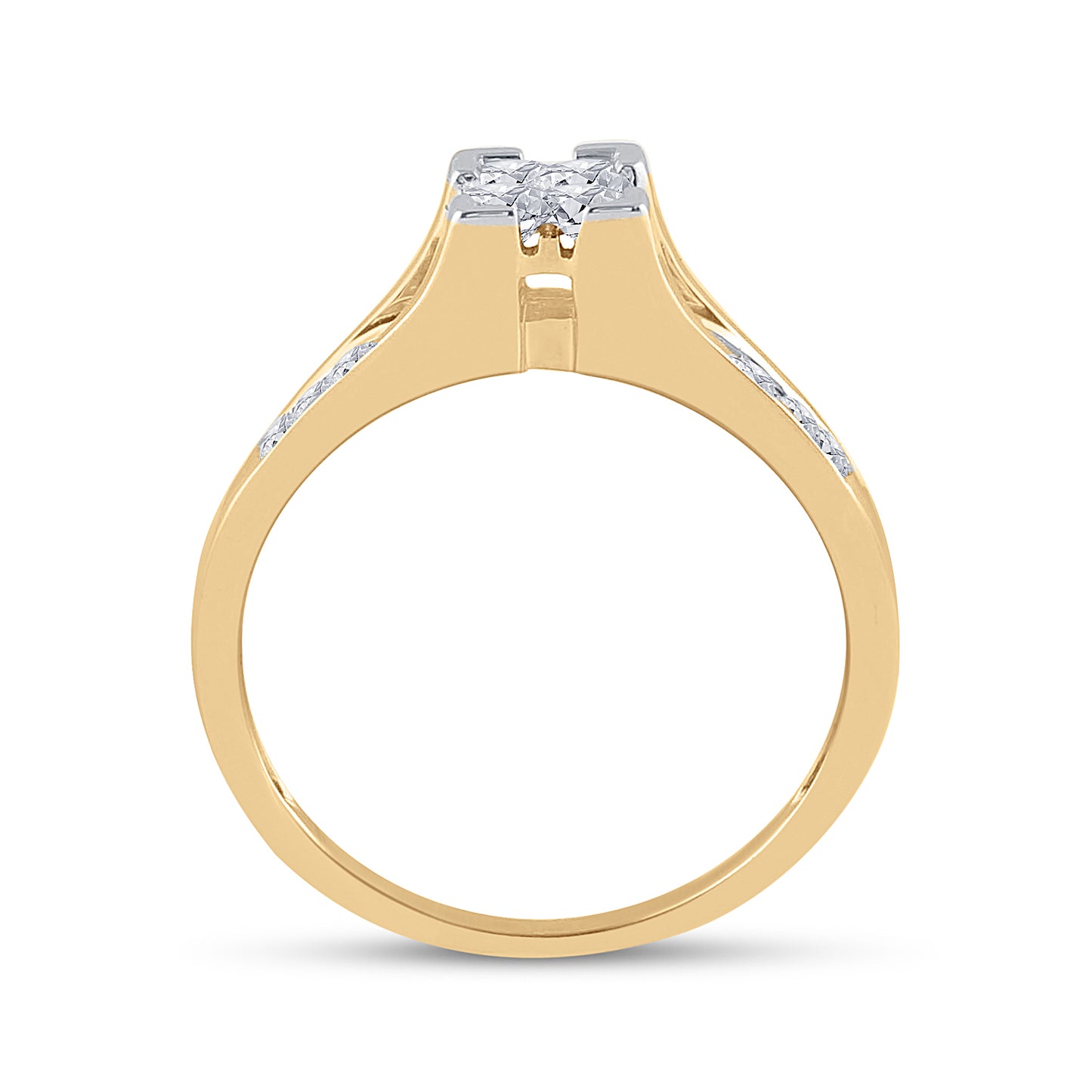 10K White Or Yellow Gold Princess Diamond Bridal Wedding Ring Band Set , Womens Size: 5-10