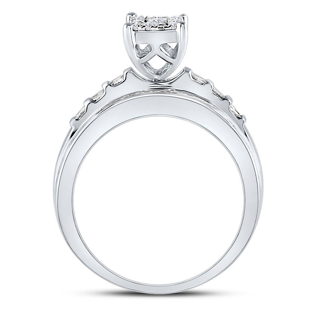 10K White Or Yellow Gold Round Diamond Cluster Bridal Wedding Engagement Ring , Womens Size: 5-10