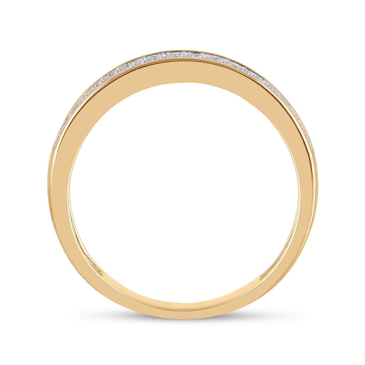 10K Yellow Gold Womens Round Diamond Pave Band Ring 1/2 Cttw, Womens Size: 5-10