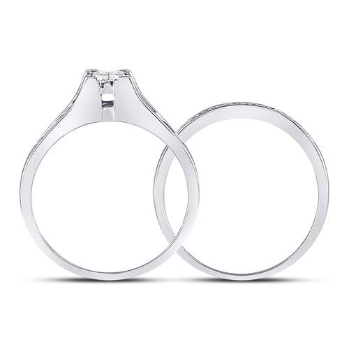10K White Or Yellow Gold Princess Diamond Bridal Wedding Ring Band Set , Womens Size: 5-10
