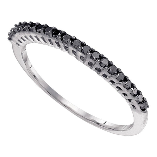 10K White Gold Womens Color Enhanced Black Diamond Band 1/4 Cttw, Womens Size: 5-9